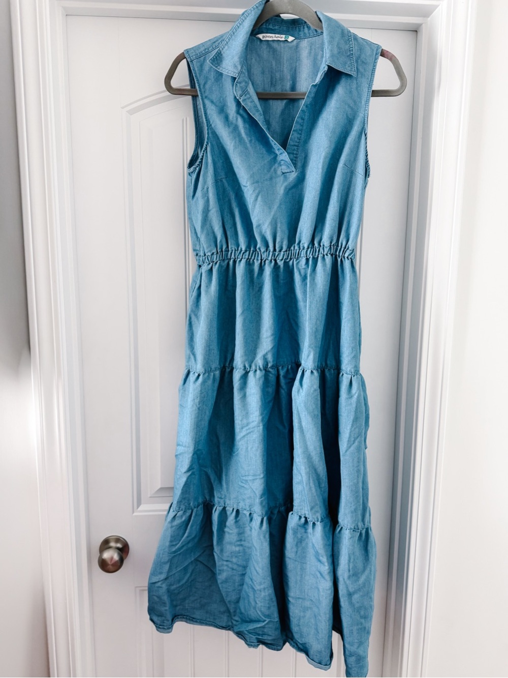 Sleeveless Denim Maxi Dress - Blue